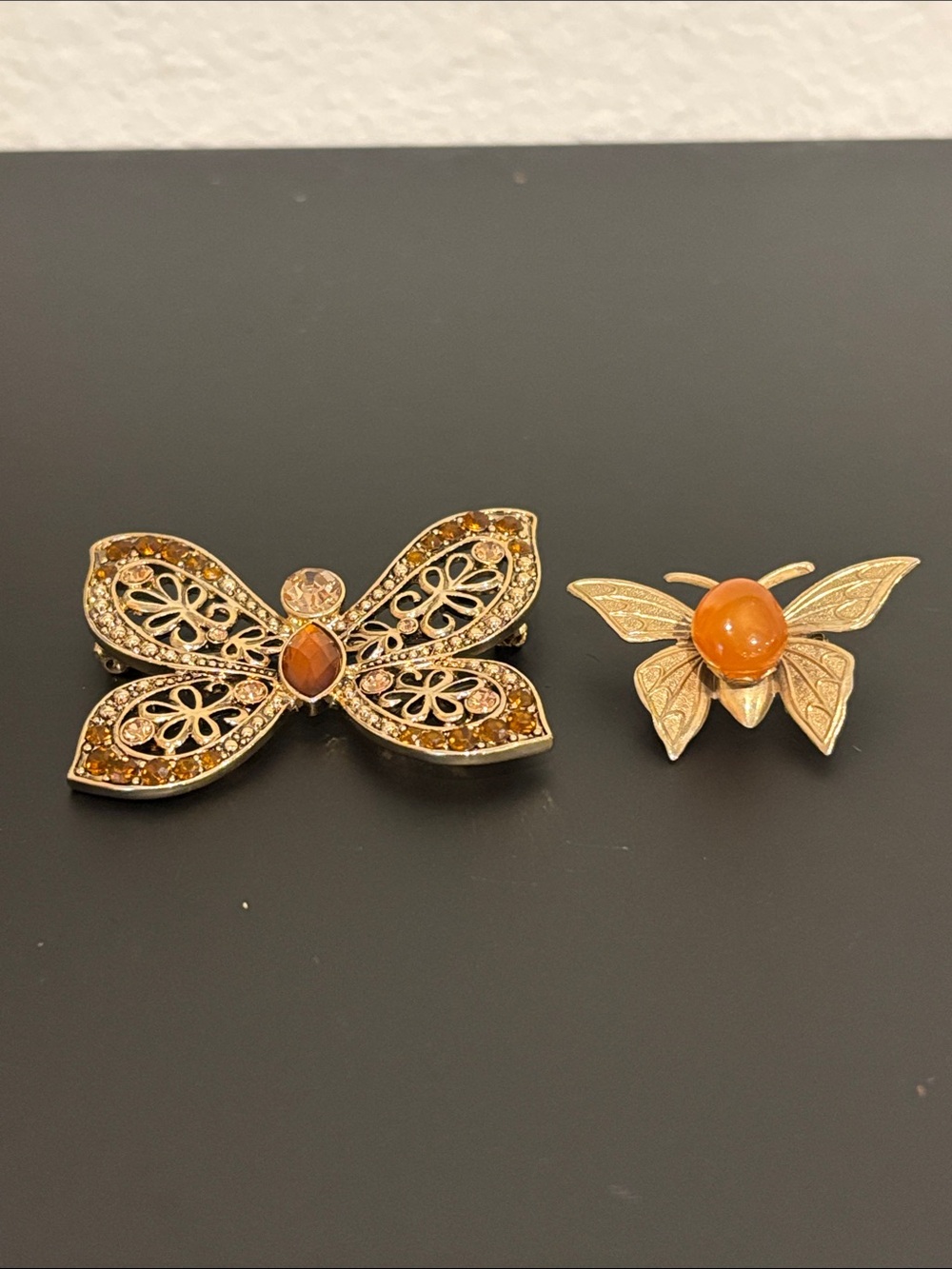 Beautiful Vintage Insect Brooch Lot – 2 Pieces (Unsigned)